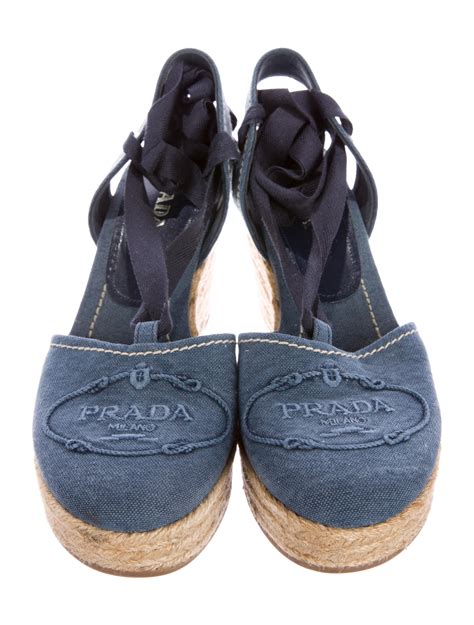 prada espadrille heels|Prada espadrilles denim.